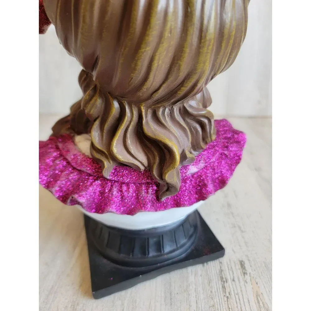 Cinco de Mayo skeleton woman bust animated head‎ Rose Halloween prop